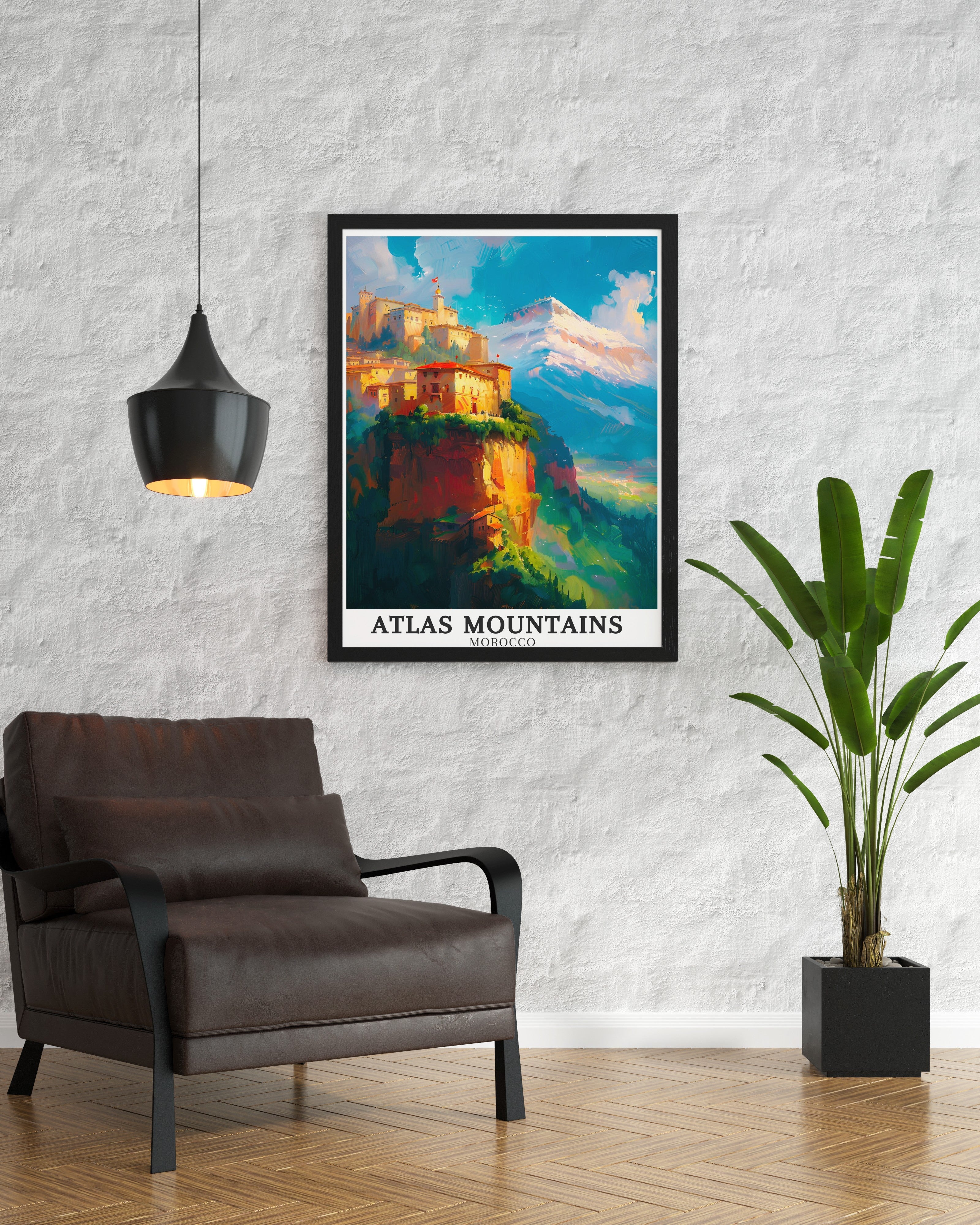 Atlas Mountains Poster Print - Atlas Mountains Art Print - Mount Toubkal Travel Poster - Imlil Valley Wall Decor - Morocco Artwork-1
