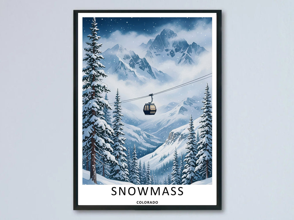 Snowmass Colorado Ski Gondola Mountain Art | Retro Winter Poster-0