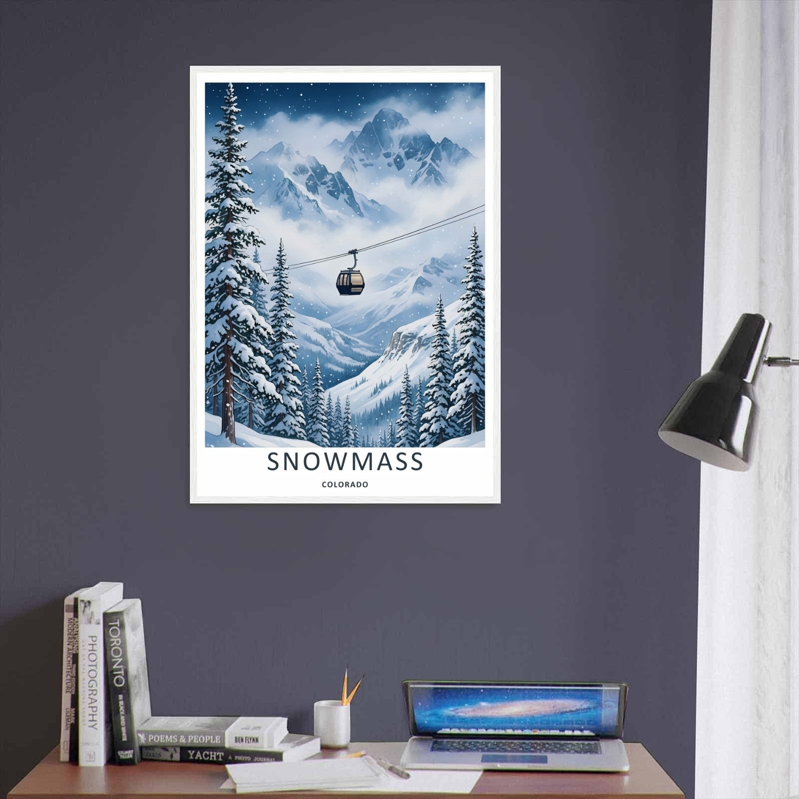 Snowmass Colorado Ski Gondola Mountain Art | Retro Winter Poster-1