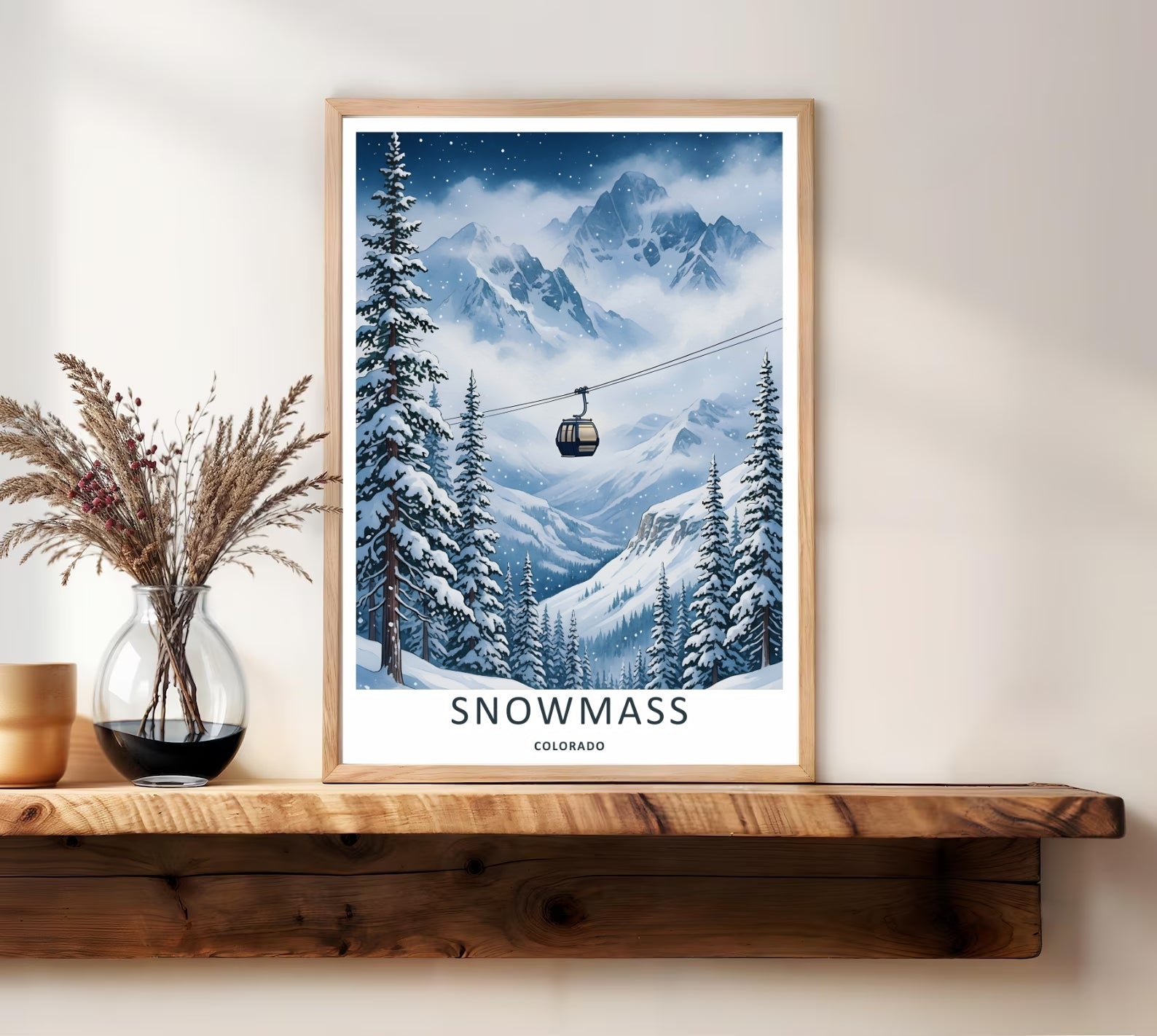 Snowmass Colorado Ski Gondola Mountain Art | Retro Winter Poster-2