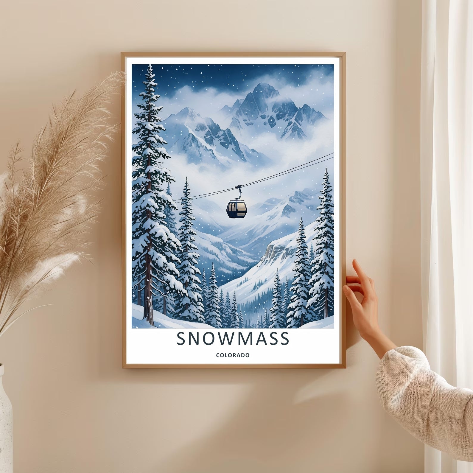 Snowmass Colorado Ski Gondola Mountain Art | Retro Winter Poster-4