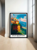 Atlas Mountains Poster Print - Atlas Mountains Art Print - Mount Toubkal Travel Poster - Imlil Valley Wall Decor - Morocco Artwork-0