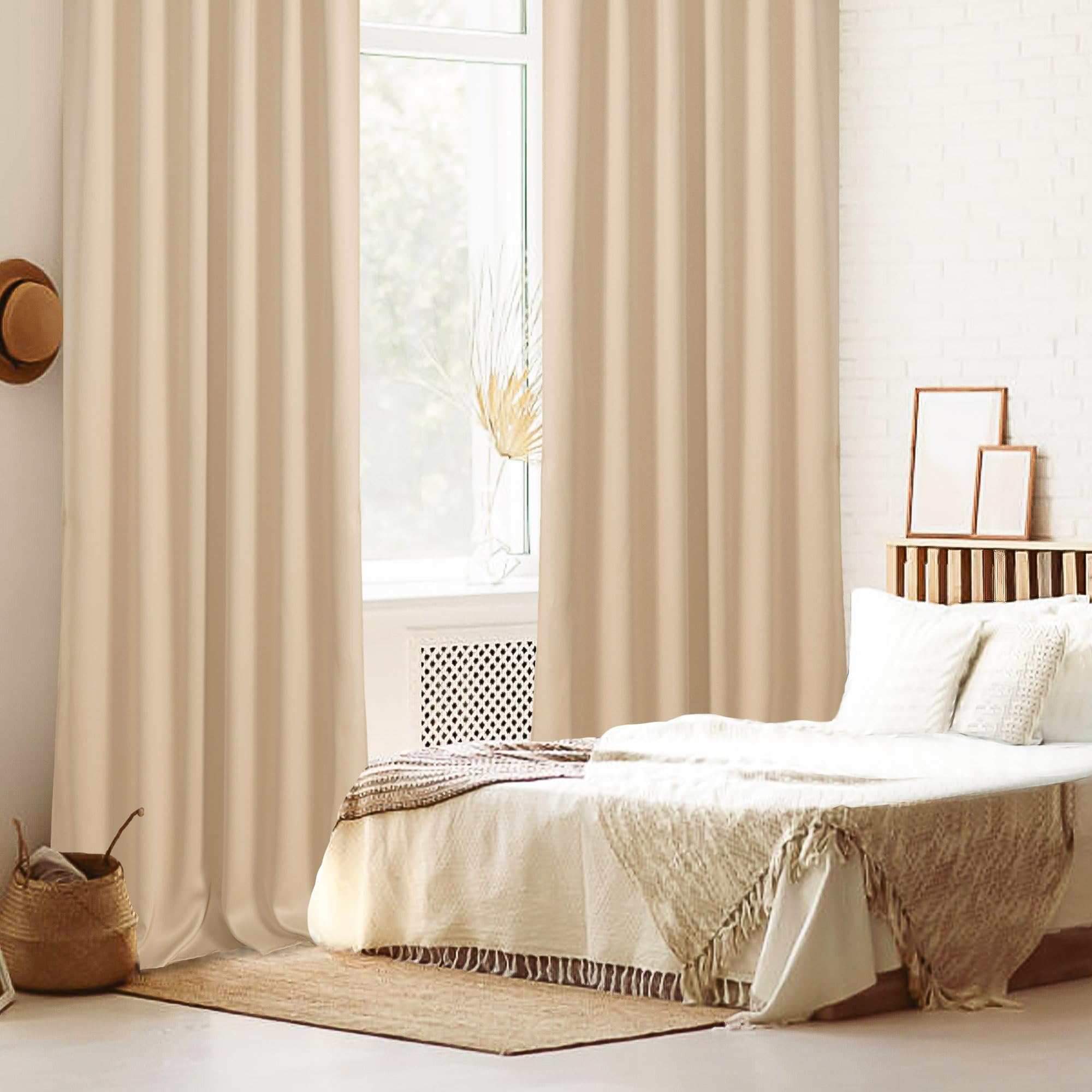 DWCN Blackout Curtains with Tiebacks, Rod Pocket/Back Tab, Set of 2 Panels-1